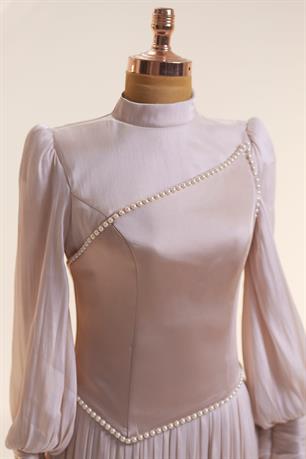 Lara Tesettür Abiye Bej