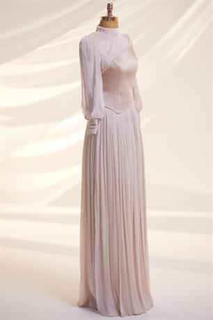 Lara Tesettür Abiye Bej