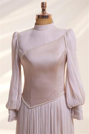 Lara Tesettür Abiye Bej