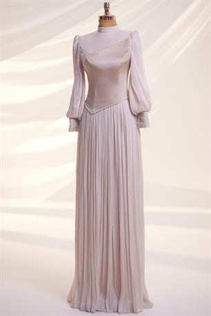 Lara Tesettür Abiye Bej