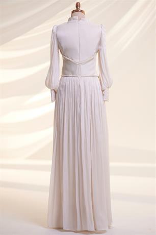 Lara Tesettür Abiye Krem