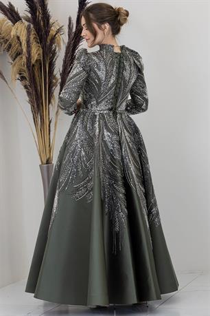 Larin Tesettür Abiye Haki