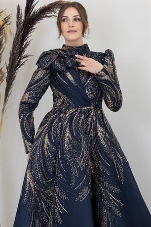 Larin Tesettür Abiye Lacivert