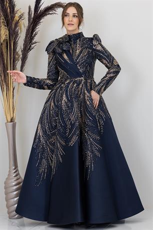 Larin Tesettür Abiye Lacivert