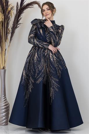 Larin Tesettür Abiye Lacivert