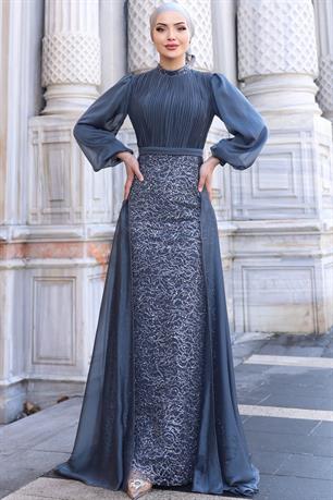 Lavanta Tesettür Abiye Antrasit