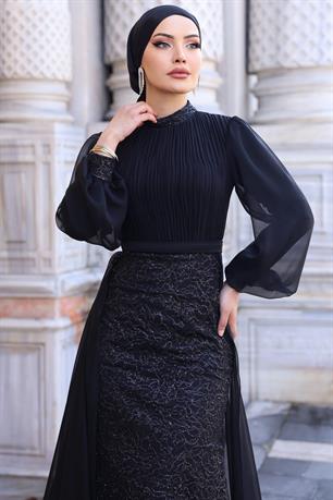 Lavanta Tesettür Abiye Siyah