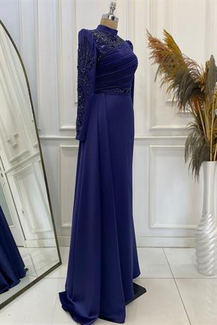 Leyla Tesettür Abiye Lacivert