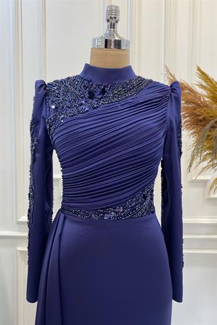 Leyla Tesettür Abiye Lacivert