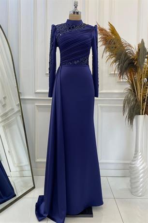 Leyla Tesettür Abiye Lacivert