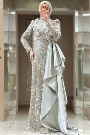 Leyla Tesettür Abiye Mint