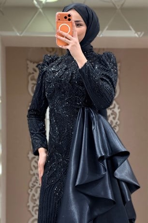 Leyla Tesettür Abiye Siyah