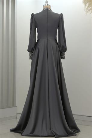 Lily Tesettür Abiye Antrasit