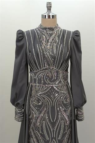 Lily Tesettür Abiye Antrasit