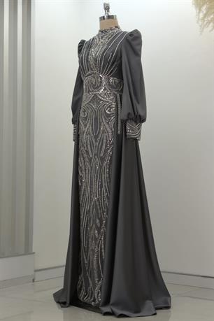 Lily Tesettür Abiye Antrasit