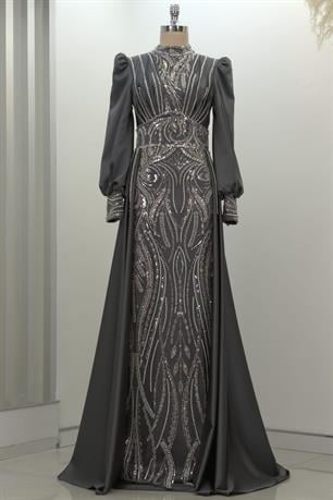 Lily Tesettür Abiye Antrasit