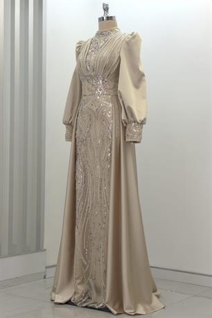 Lily Tesettür Abiye Gold