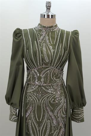 Lily Tesettür Abiye Haki