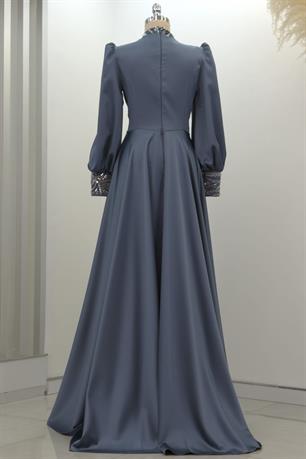 Lily Tesettür Abiye İndigo