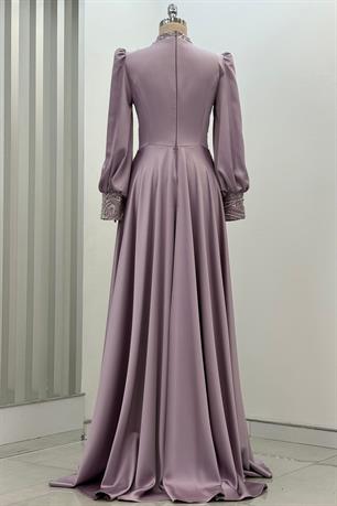 Lily Tesettür Abiye Lila