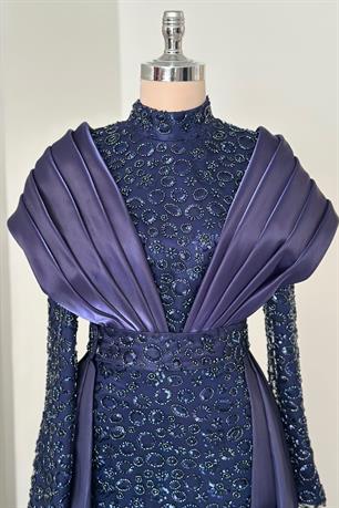 Lima Tesettür Abiye Lacivert