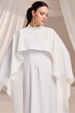 Lina Tesettür Abiye Beyaz