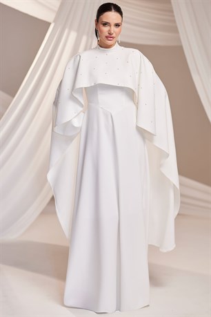 Lina Tesettür Abiye Beyaz