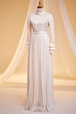 Lina Tesettür Abiye Ekru