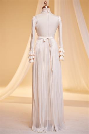 Lina Tesettür Abiye Ekru