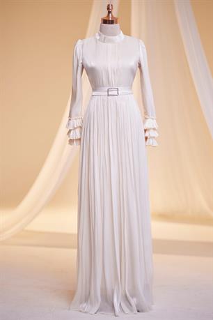 Lina Tesettür Abiye Ekru