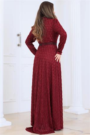 Lina Tesettür Abiye Elbise Bordo