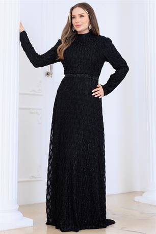 Lina Tesettür Abiye Elbise Siyah