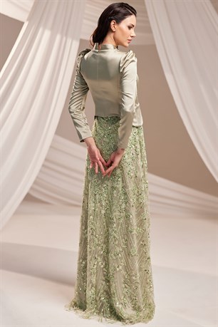 Liora Tesettür Abiye Haki