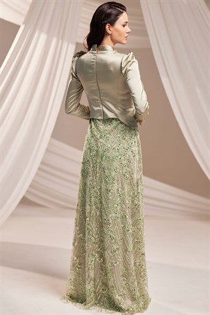 Liora Tesettür Abiye Haki