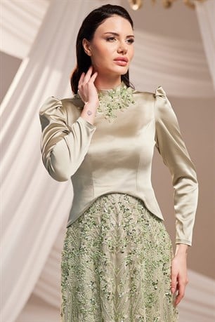 Liora Tesettür Abiye Haki