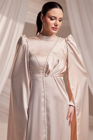 Liva Tesettür Abiye Bej