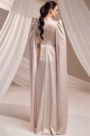 Liva Tesettür Abiye Bej