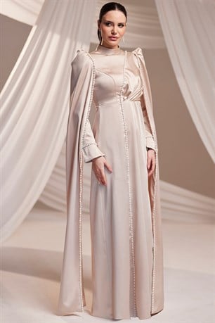 Liva Tesettür Abiye Bej