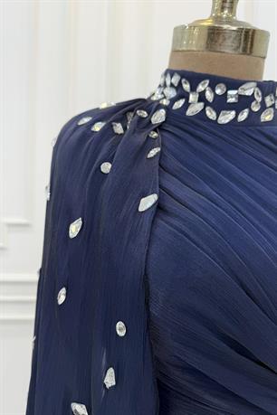 Mabel Tesettür Abiye Lacivert