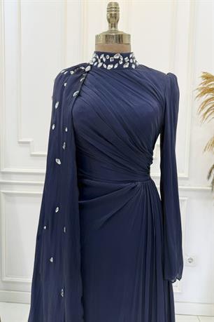 Mabel Tesettür Abiye Lacivert