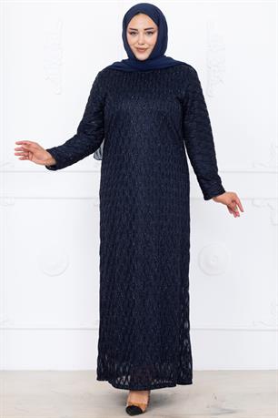Mahi Dantel Tesettür Abiye Lacivert