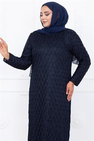 Mahi Dantel Tesettür Abiye Lacivert