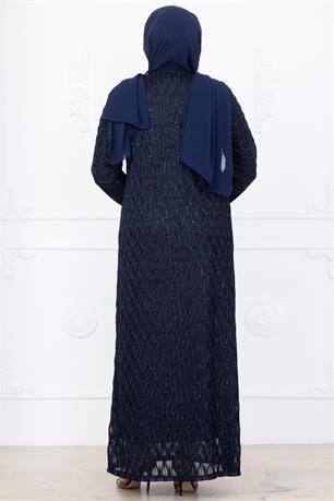 Mahi Dantel Tesettür Abiye Lacivert