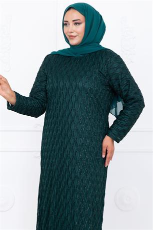 Mahi Dantel Tesettür Abiye Zümrüt