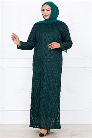 Mahi Dantel Tesettür Abiye Zümrüt