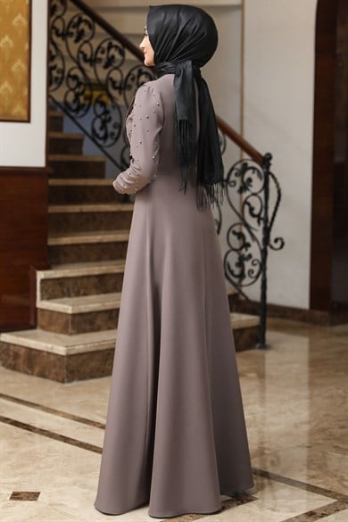 Manolya Tesettür Elbise Vizon