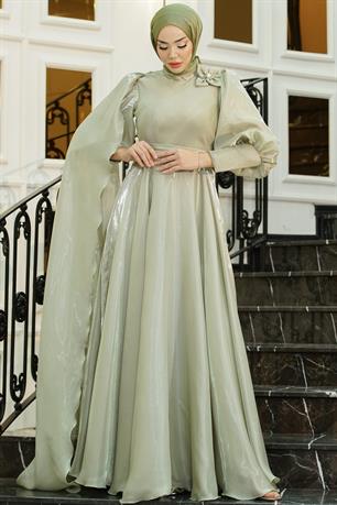 Maria Tesettür Abiye Çağla Yeşili