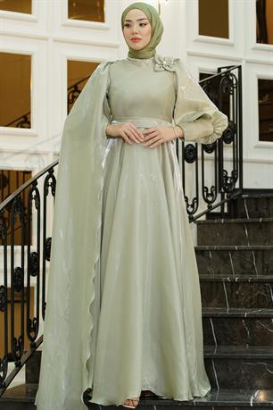 Maria Tesettür Abiye Çağla Yeşili