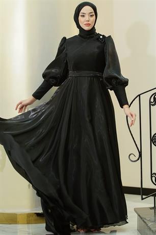 Maria Tesettür Abiye Siyah