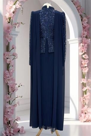 Masal Tesettür Abiye Lacivert